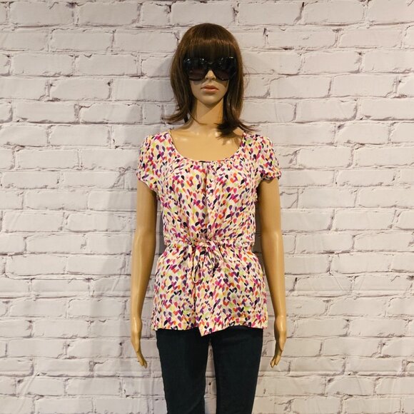 KATE SPADE - "Iris" Heart Print Silk Blouse Valentines Day - Picture 4 of 10